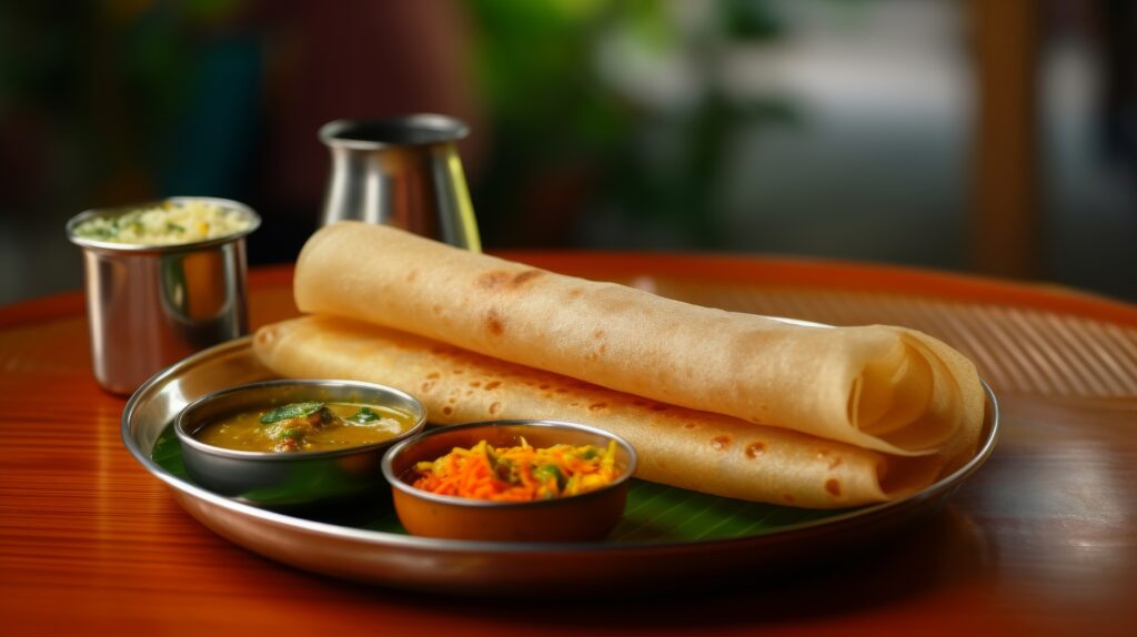Traditional South Indian Masala Dosa with All Authentic Sliders At Tandoori Bliss Restaurant Adelaide Australia